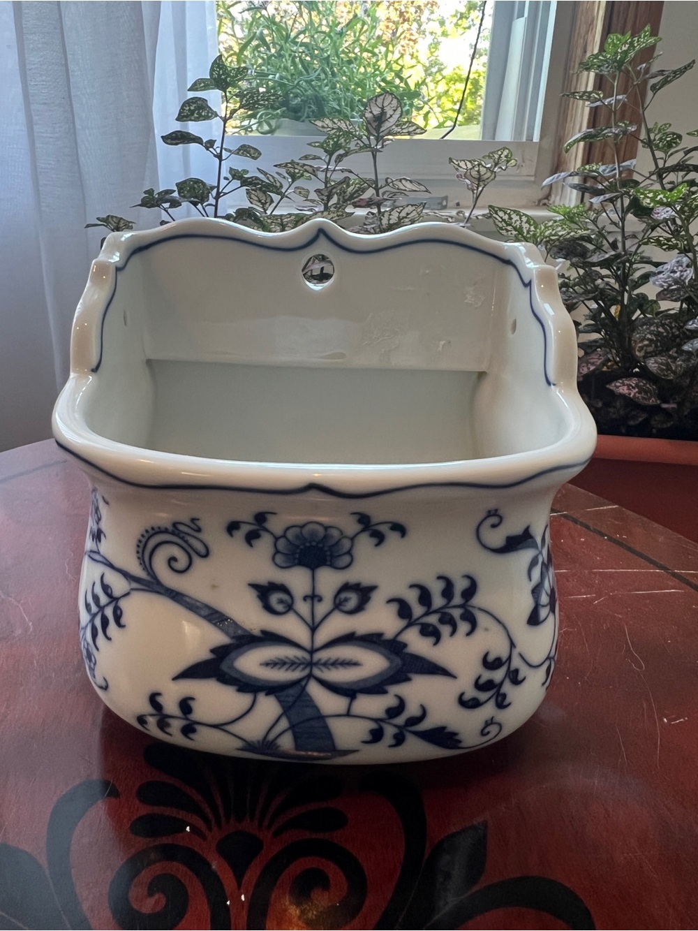 Vintage Blue Danube Porcelain Wall-Mounted Salt Box/ Planter